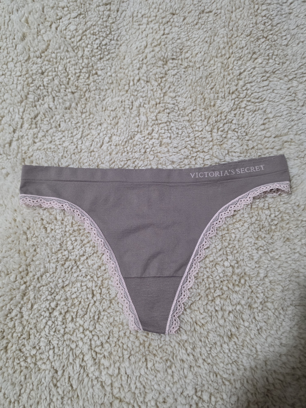 Vintage Victoria's Secret Thong with Pink Lace Trim